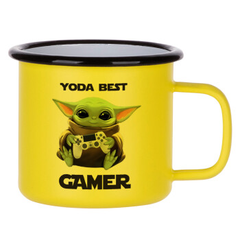 Yoda Best Gamer, Metallic enamel MATT Yellow cup 360ml