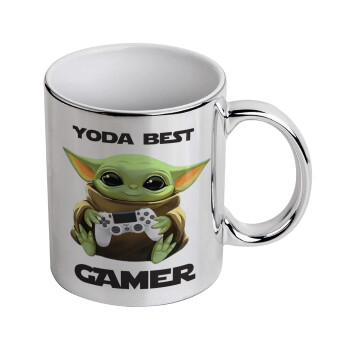 Yoda Best Gamer, Mug ceramic, silver mirror, 330ml
