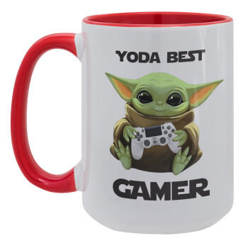 Yoda Best Gamer, Κούπα Mega 15oz, κεραμική Κόκκινη, 450ml