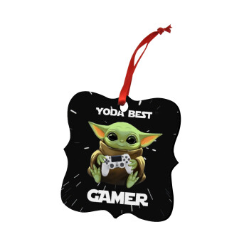 Yoda Best Gamer, Christmas ornament polygon wooden 7.5cm