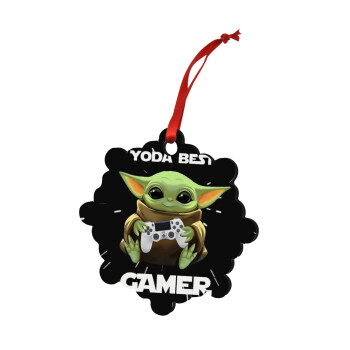 Yoda Best Gamer, Christmas ornament snowflake wooden 7.5cm