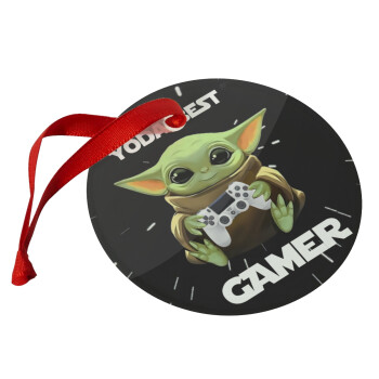 Yoda Best Gamer, Christmas ornament glass 9cm