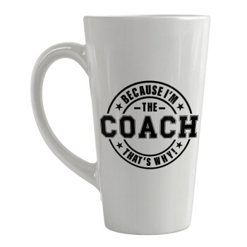 Because i'm the Coach, Κούπα κωνική Latte Μεγάλη, κεραμική, 450ml