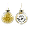 Transparent Christmas tree ball ornament with gold filling 8cm