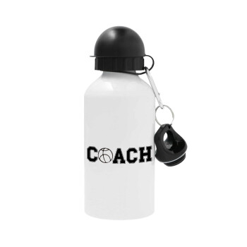 Basketball Coach, Metal water bottle, White, aluminum 500ml