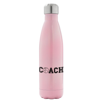 Basketball Coach, Metal mug thermos Pink Iridiscent (Stainless steel), double wall, 500ml