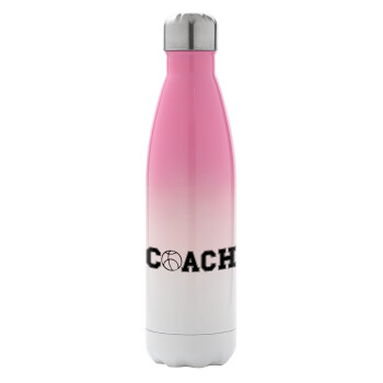 Basketball Coach, Metal mug thermos Pink/White (Stainless steel), double wall, 500ml