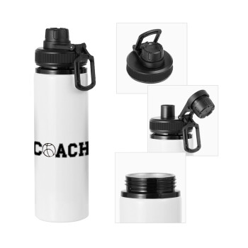 Basketball Coach, Metal water bottle with safety cap, aluminum 850ml