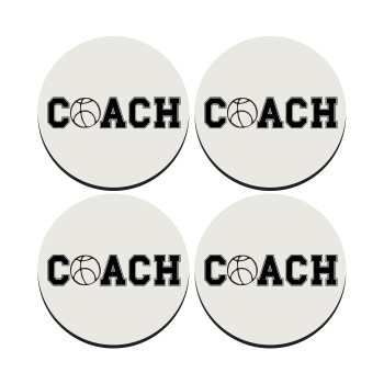 Basketball Coach, SET of 4 round wooden coasters (9cm)