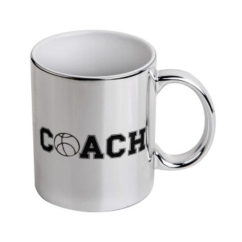 Basketball Coach, Mug ceramic, silver mirror, 330ml