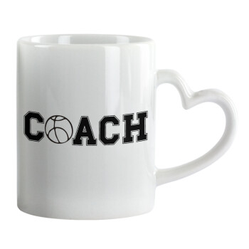 Basketball Coach, Κούπα καρδιά χερούλι λευκή, κεραμική, 330ml