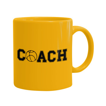 Basketball Coach, Ceramic coffee mug yellow, 330ml (1pcs)