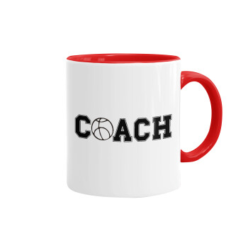 Basketball Coach, Mug colored red, ceramic, 330ml