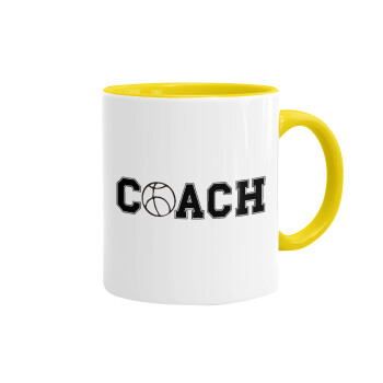 Basketball Coach, Mug colored yellow, ceramic, 330ml
