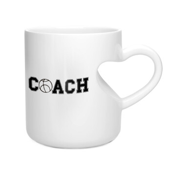 Basketball Coach, Κούπα καρδιά λευκή, κεραμική, 330ml