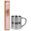 Easter Set, metallic thermal cup (300ml) & aromatic flat Easter candle (30cm) (PINK)