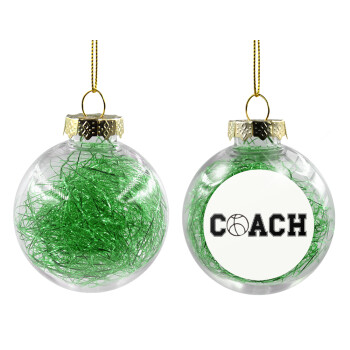 Basketball Coach, Transparent Christmas tree ball ornament with green filling 8cm