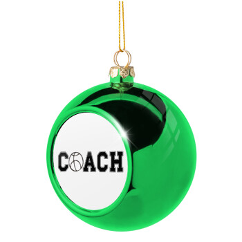 Basketball Coach, Green Christmas tree ornament ball 8cm