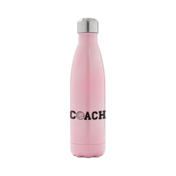Volleyball Coach, Metal mug thermos Pink Iridiscent (Stainless steel), double wall, 500ml