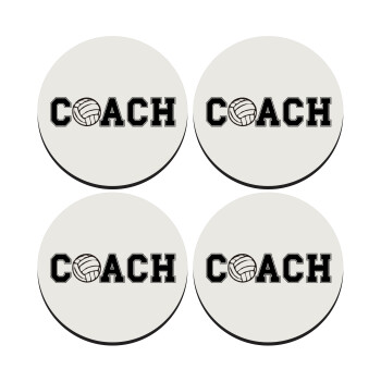 Volleyball Coach, SET of 4 round wooden coasters (9cm)
