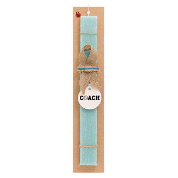 Volleyball Coach, Easter Set, wooden keychain & aromatic flat Easter candle (30cm) (TURQUOISE)