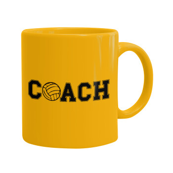 Volleyball Coach, Ceramic coffee mug yellow, 330ml (1pcs)