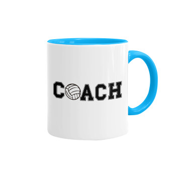 Volleyball Coach, Mug colored light blue, ceramic, 330ml