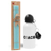 Easter Set, metallic aluminum water bottle (500ml) & scented flat candle (30cm) (TURQUOISE)