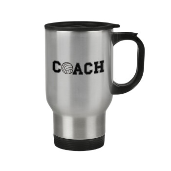 Volleyball Coach, Stainless steel travel mug with lid, double wall 450ml