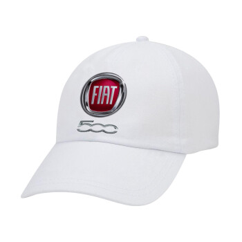 FIAT 500, Καπέλο Ενηλίκων Baseball Λευκό 5-φύλλο (POLYESTER, ΕΝΗΛΙΚΩΝ, UNISEX, ONE SIZE)