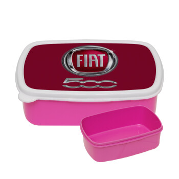 FIAT 500, ΡΟΖ παιδικό δοχείο φαγητού (lunchbox) πλαστικό (BPA-FREE) Lunch Βox M18 x Π13 x Υ6cm