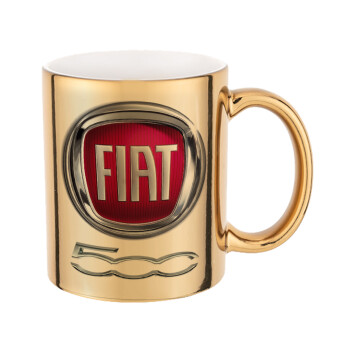 FIAT 500, Κούπα κεραμική, χρυσή καθρέπτης, 330ml