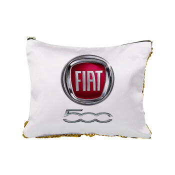 FIAT 500, Sequin Gold Pouch Cosmetic Bag