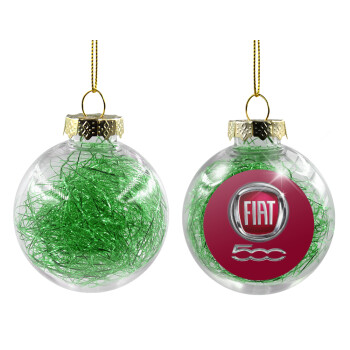 FIAT 500, Transparent Christmas tree ball ornament with green filling 8cm