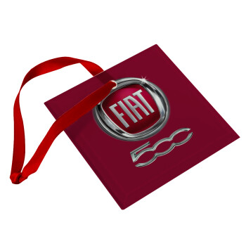 FIAT 500, Christmas ornament, glass square ornament 9x9cm