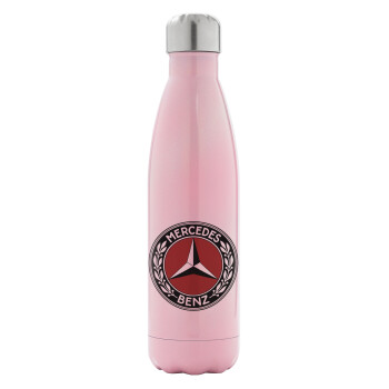 Mercedes vintage, Metal mug thermos Pink Iridiscent (Stainless steel), double wall, 500ml
