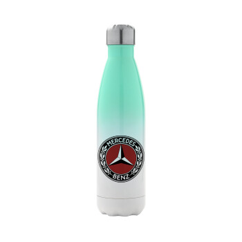 Mercedes vintage, Metal mug thermos Green/White (Stainless steel), double wall, 500ml