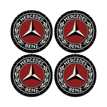 Mercedes vintage, SET of 4 round wooden coasters (9cm)