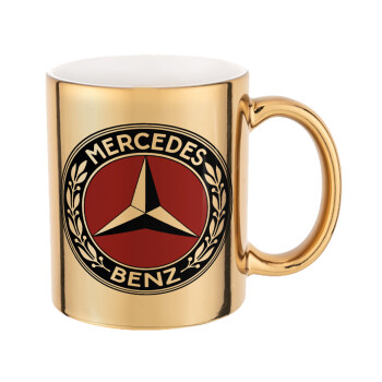 Mercedes vintage, Mug ceramic, gold mirror, 330ml