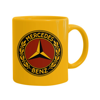 Mercedes vintage, Ceramic coffee mug yellow, 330ml