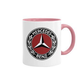 Mercedes vintage, Mug colored pink, ceramic, 330ml