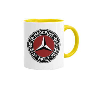 Mercedes vintage, Mug colored yellow, ceramic, 330ml