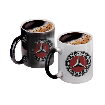 Mercedes vintage, Color changing magic Mug, ceramic, 330ml when adding hot liquid inside, the black colour desappears (1 pcs)