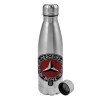 Metallic water bottle, stainless steel, 750ml