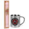 Easter Set, metallic thermal cup (300ml) & aromatic flat Easter candle (30cm) (PINK)