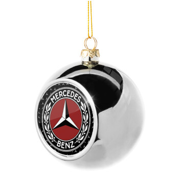 Mercedes vintage, Silver 8cm Christmas tree ball ornament