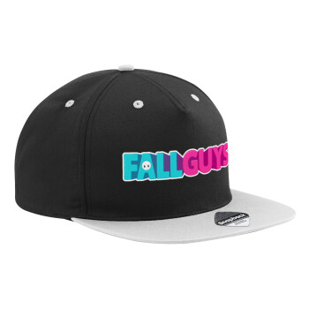 FALL GUYS, Adult Flat Snapback Hat Black/Grey, (100% COTTON TWILL, ADULT, UNISEX, ONE SIZE)