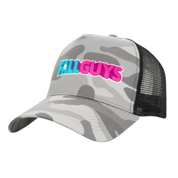 FALL GUYS, Καπέλο Ενηλίκων Structured Trucker, με Δίχτυ, (παραλλαγή) Army Camo (100% ΒΑΜΒΑΚΕΡΟ, ΕΝΗΛΙΚΩΝ, UNISEX, ONE SIZE)