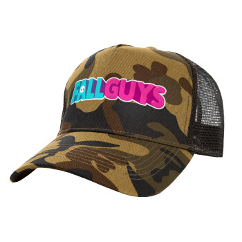 FALL GUYS, Adult Structured Trucker Hat, with Mesh, (Camouflage) Army (100% COTTON, ADULT, UNISEX, ONE SIZE)