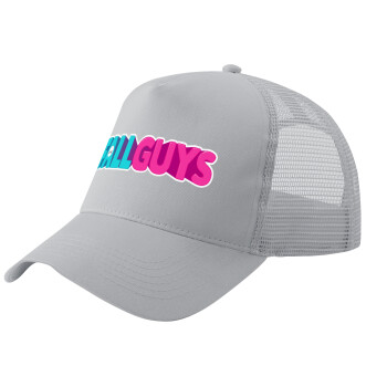 FALL GUYS, Adult Structured Trucker Hat, with Mesh, GRAY (100% COTTON, ADULT, UNISEX, ONE SIZE)